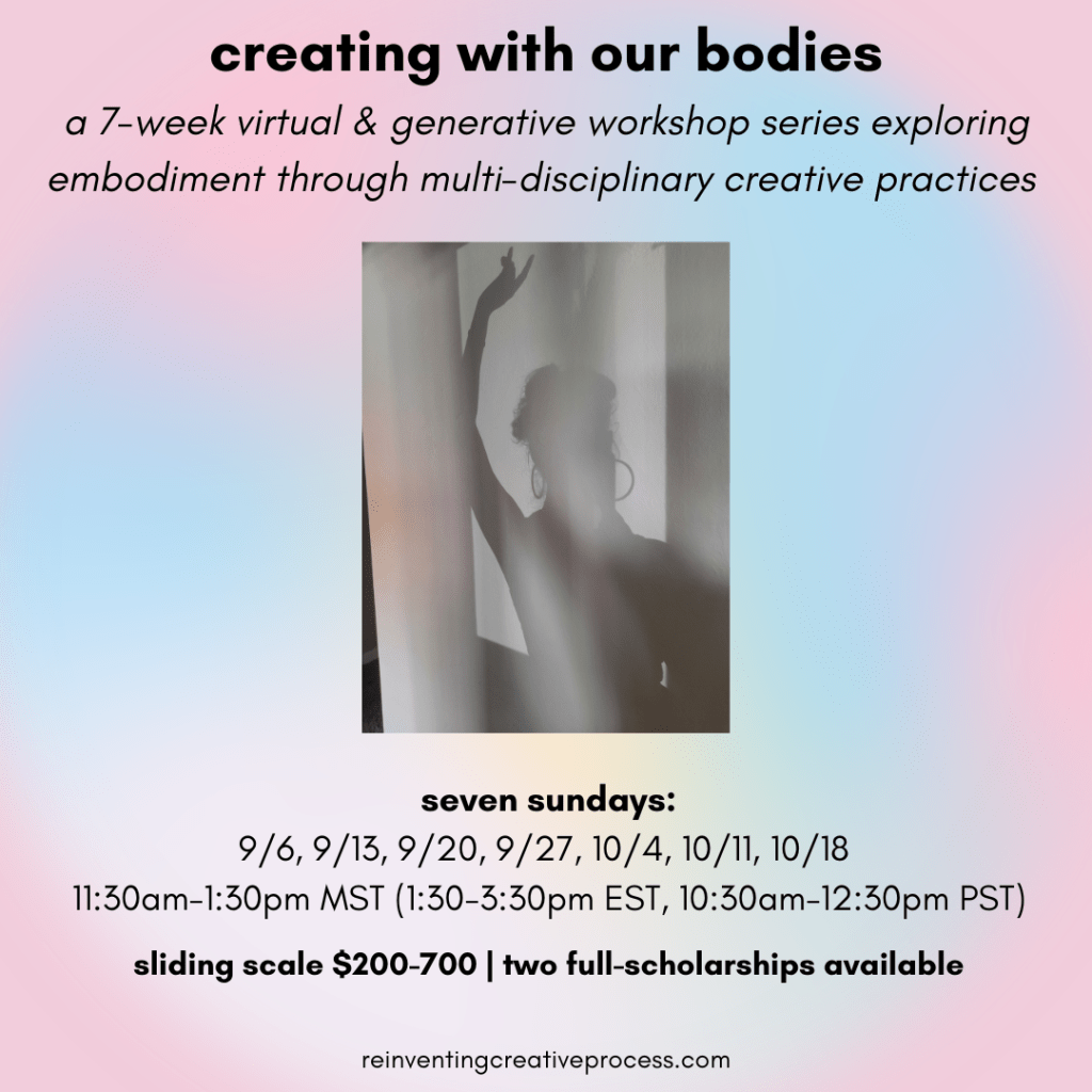 An image with a pink and pastel-rainbow background with black text that offers basic information about this workshop that can be found on the webpage below. There's also an image of lauren's shadow on a wall, holding up their hand.